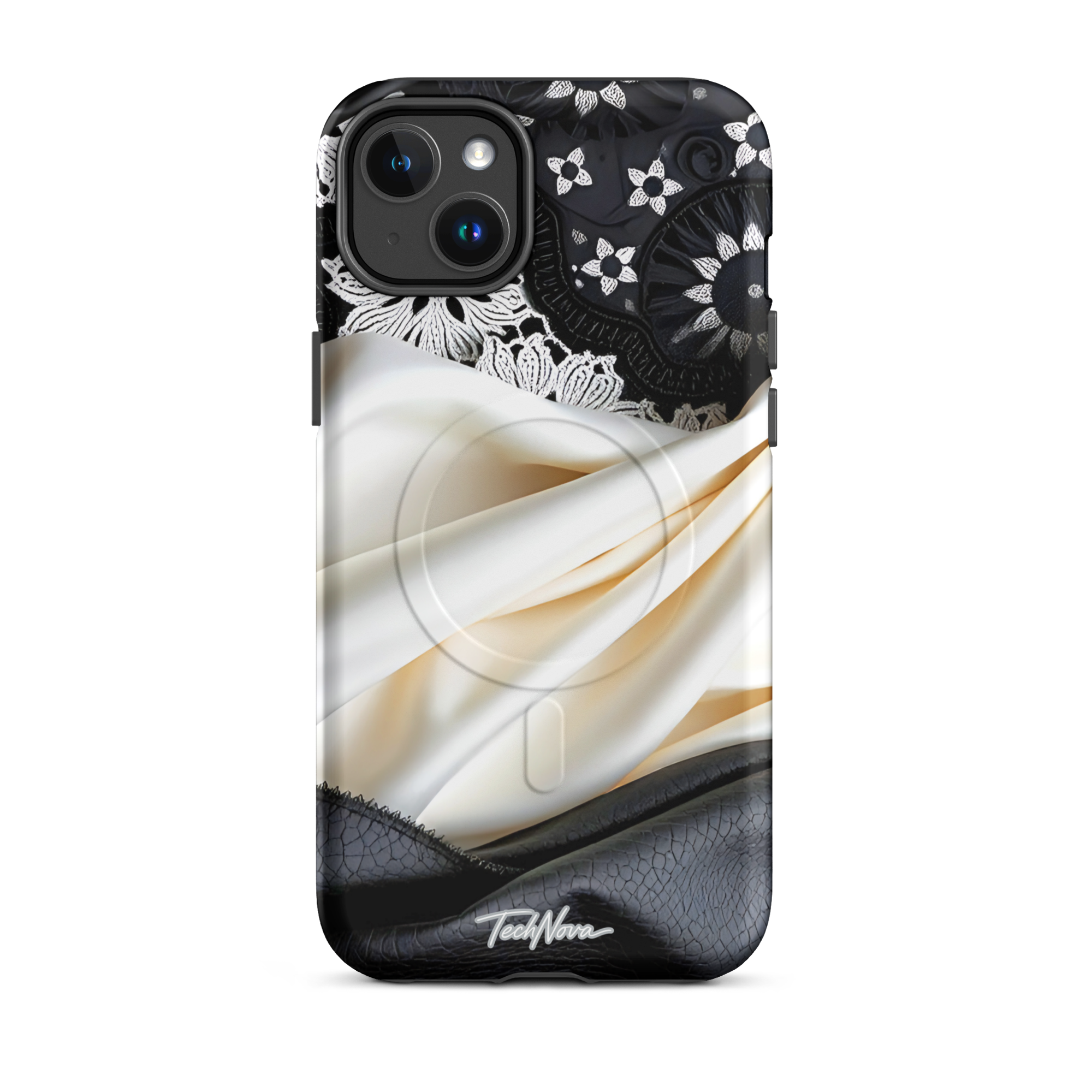Coque iPhone MagSafe TechNova Couture Signature - Design premium haute couture avec protection renforcée et compatibilité MagSafe