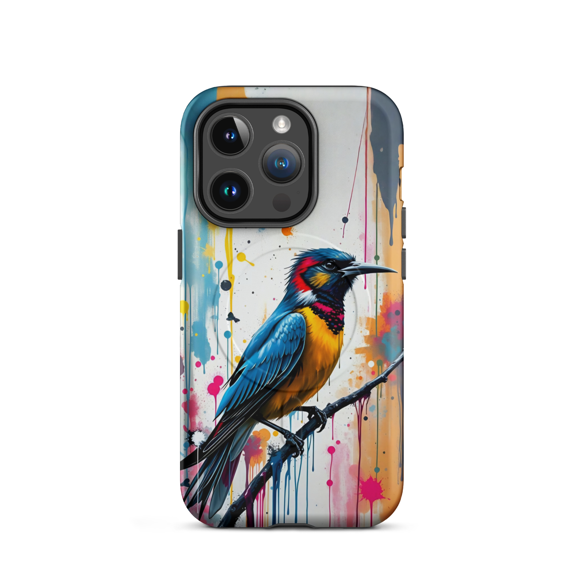 Coque iPhone MagSafe Graffiti Oiseau Tropical TechNova - Design street art avec couleurs néon vibrantes