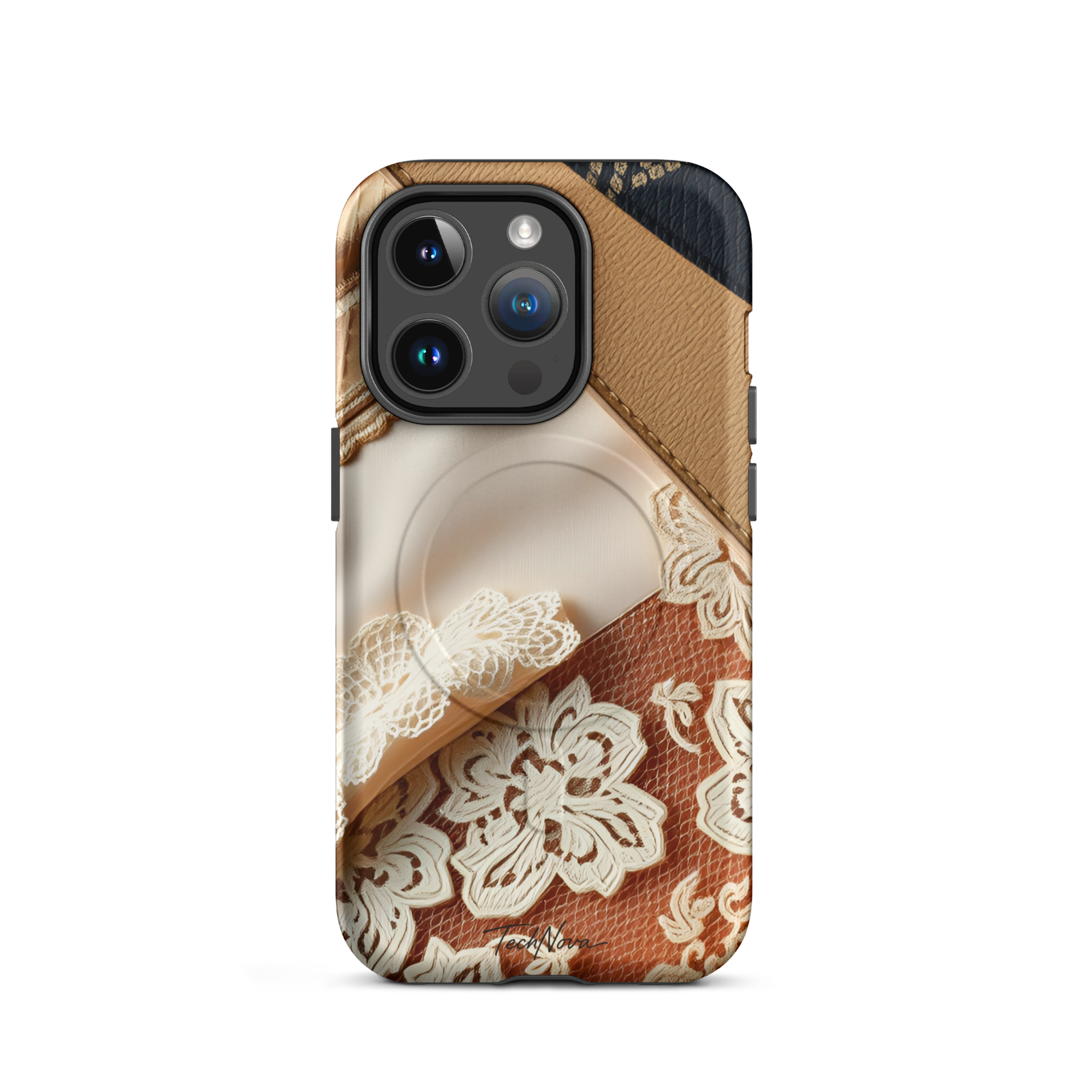 Coque iPhone MagSafe TechNova Couture Signature - Design premium haute couture avec protection renforcée et compatibilité MagSafe