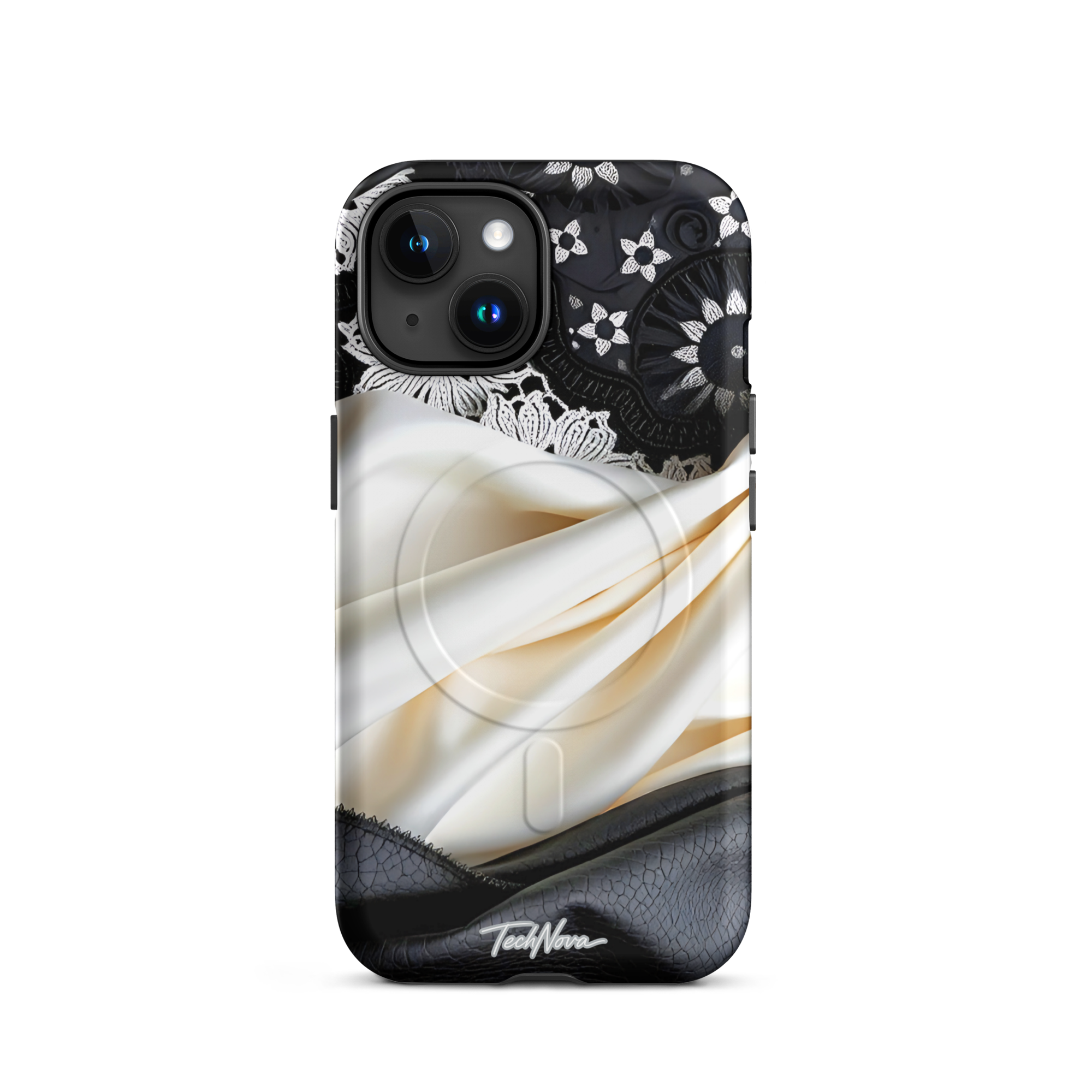 Coque iPhone MagSafe TechNova Couture Signature - Design premium haute couture avec protection renforcée et compatibilité MagSafe
