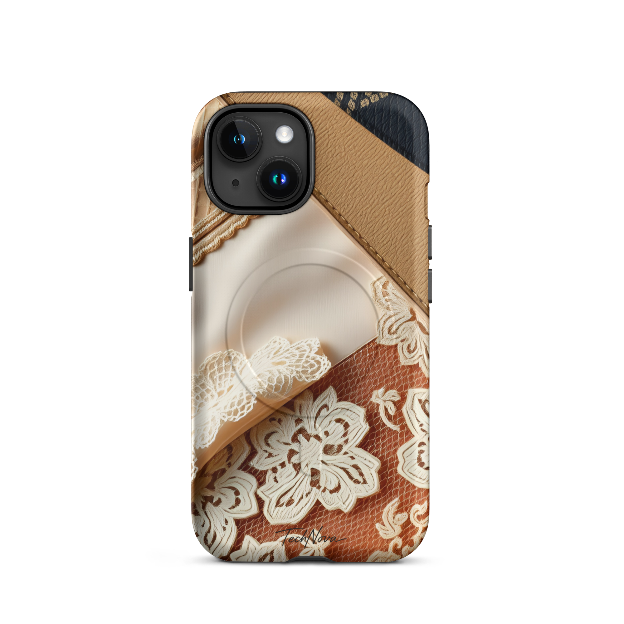 Coque iPhone MagSafe TechNova Couture Signature - Design premium haute couture avec protection renforcée et compatibilité MagSafe