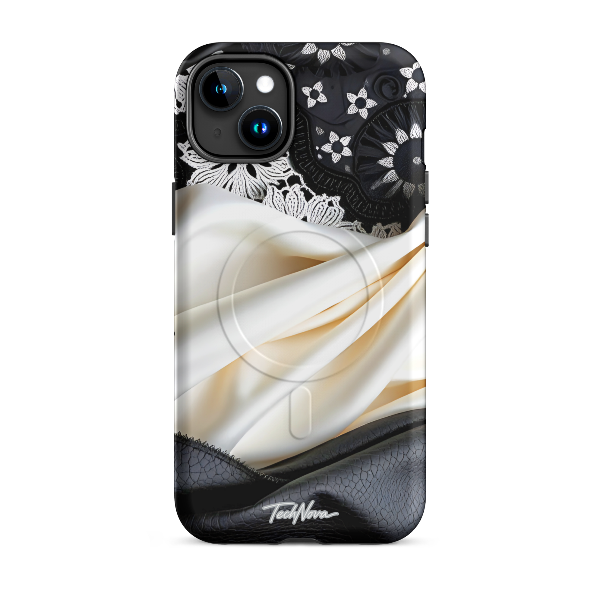 Coque iPhone MagSafe TechNova Couture Signature - Design premium haute couture avec protection renforcée et compatibilité MagSafe