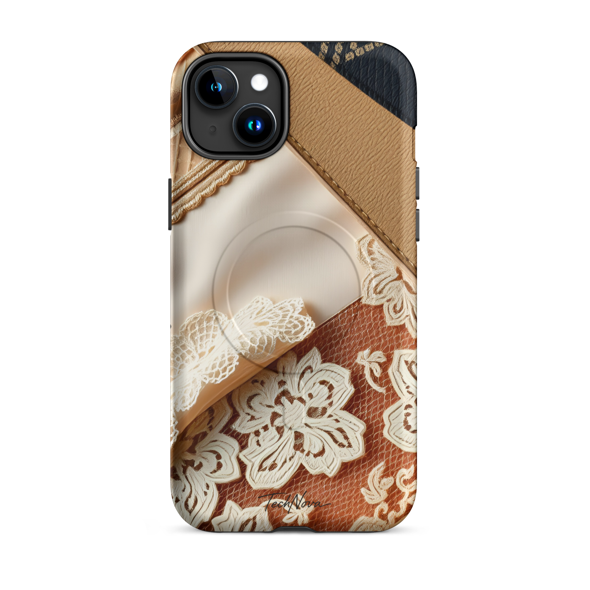 Coque iPhone MagSafe TechNova Couture Signature - Design premium haute couture avec protection renforcée et compatibilité MagSafe