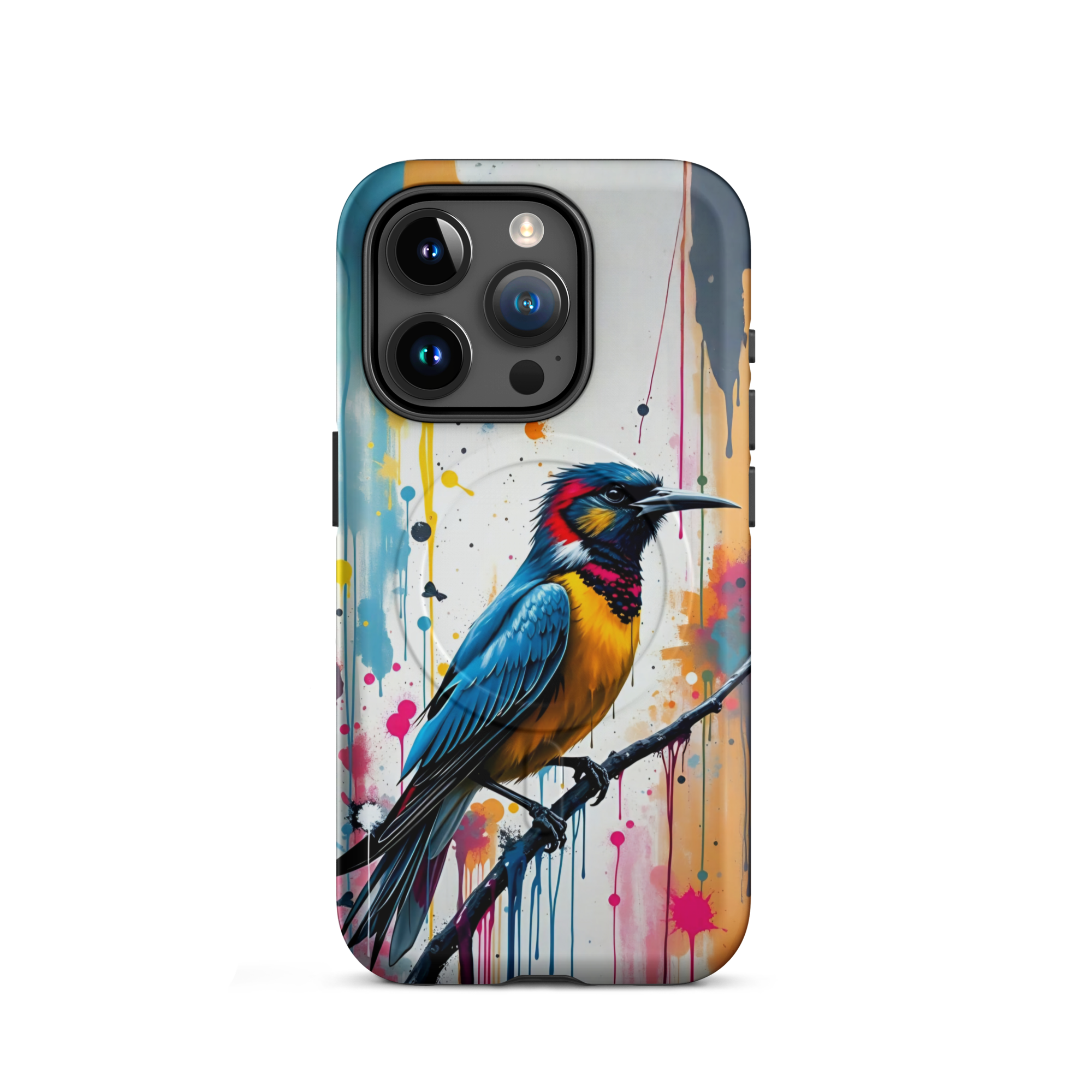 Coque iPhone MagSafe Graffiti Oiseau Tropical TechNova - Design street art avec couleurs néon vibrantes