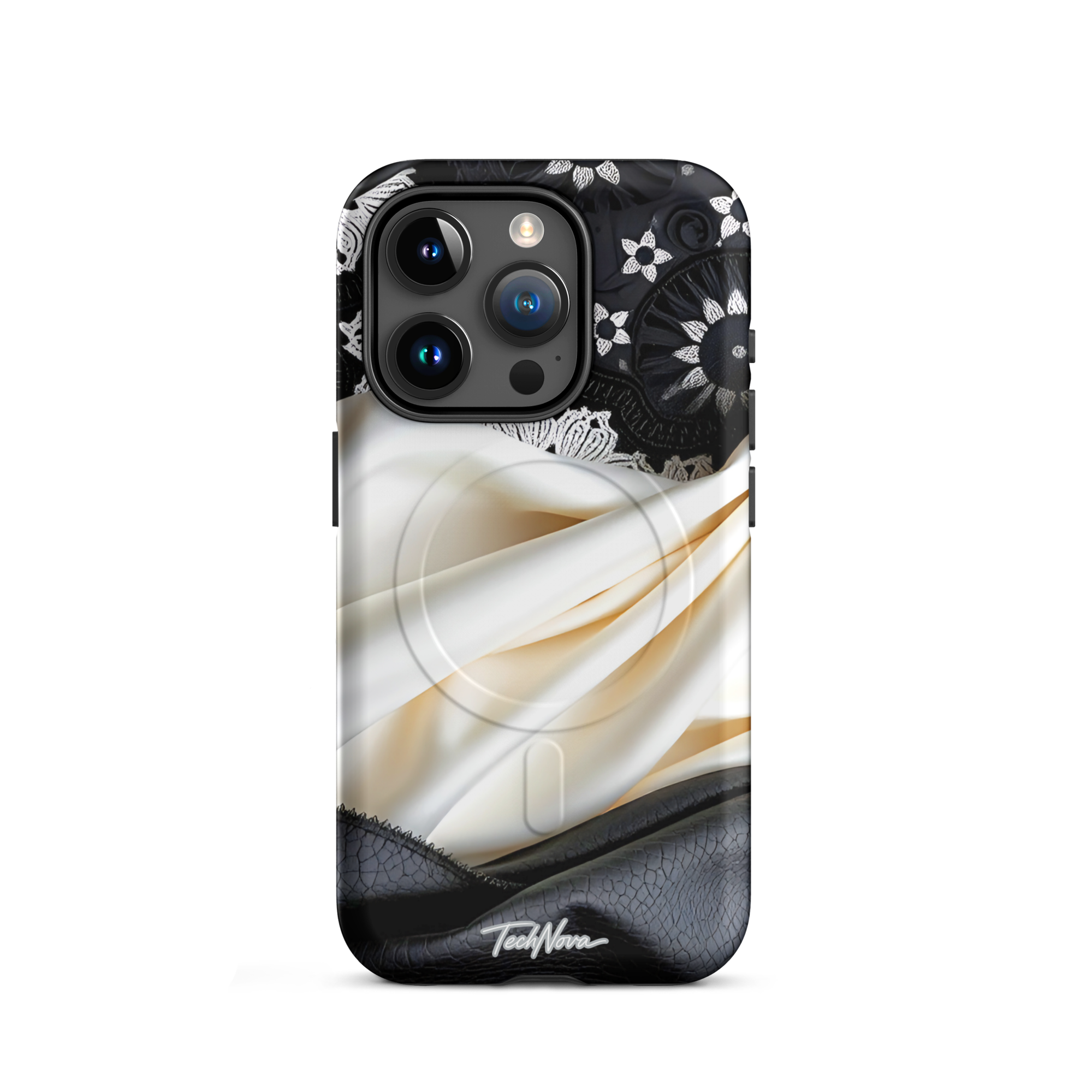 Coque iPhone MagSafe TechNova Couture Signature - Design premium haute couture avec protection renforcée et compatibilité MagSafe