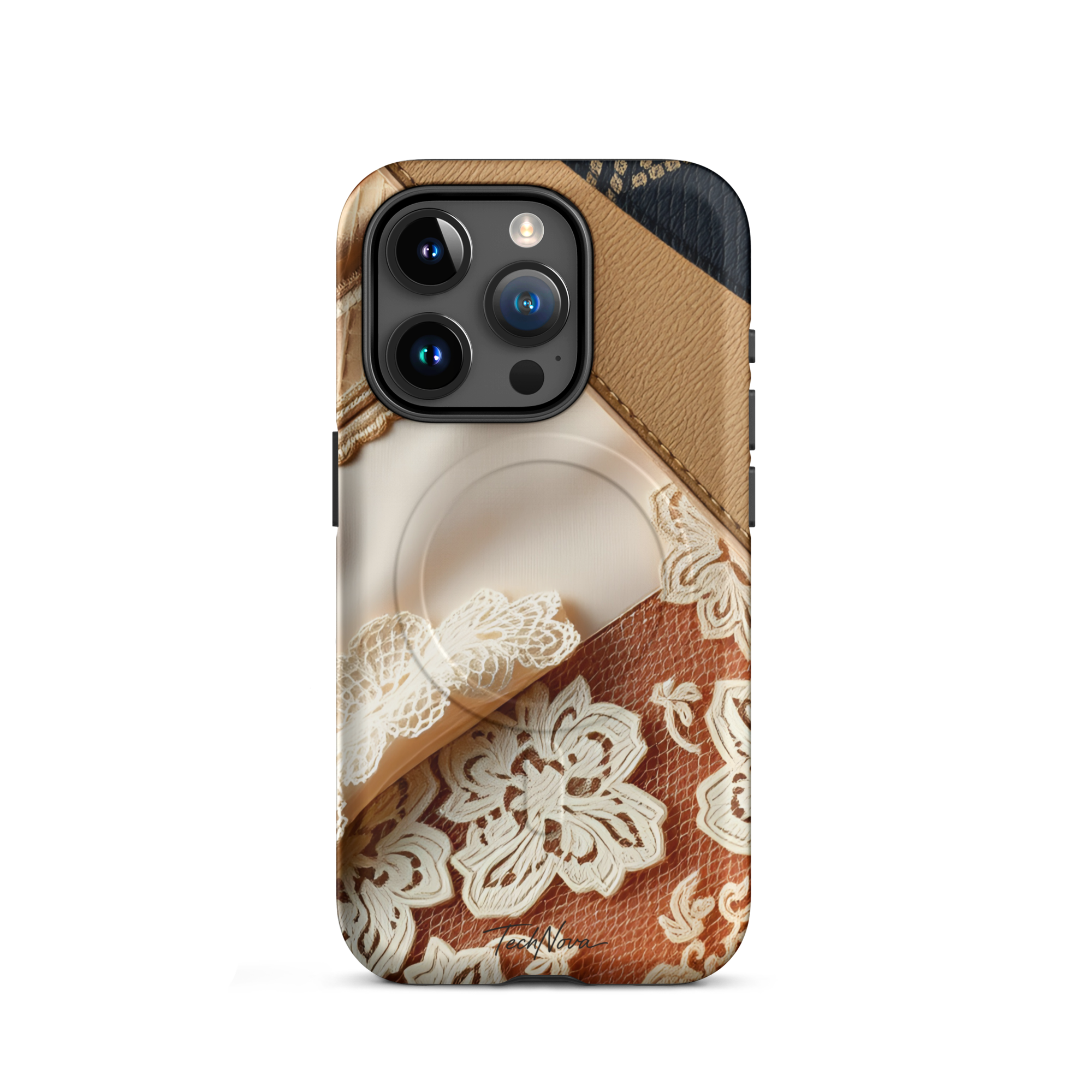 Coque iPhone MagSafe TechNova Couture Signature - Design premium haute couture avec protection renforcée et compatibilité MagSafe