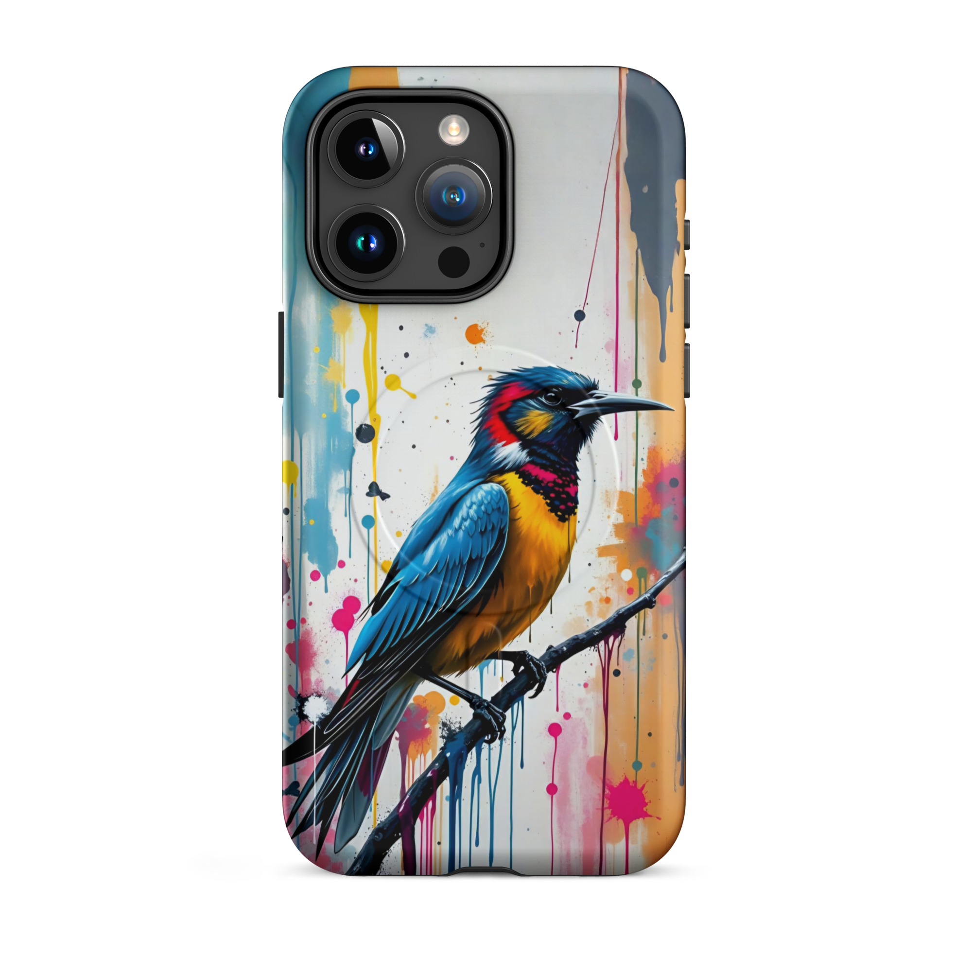 Coque iPhone MagSafe Graffiti Oiseau Tropical TechNova - Design street art avec couleurs néon vibrantes