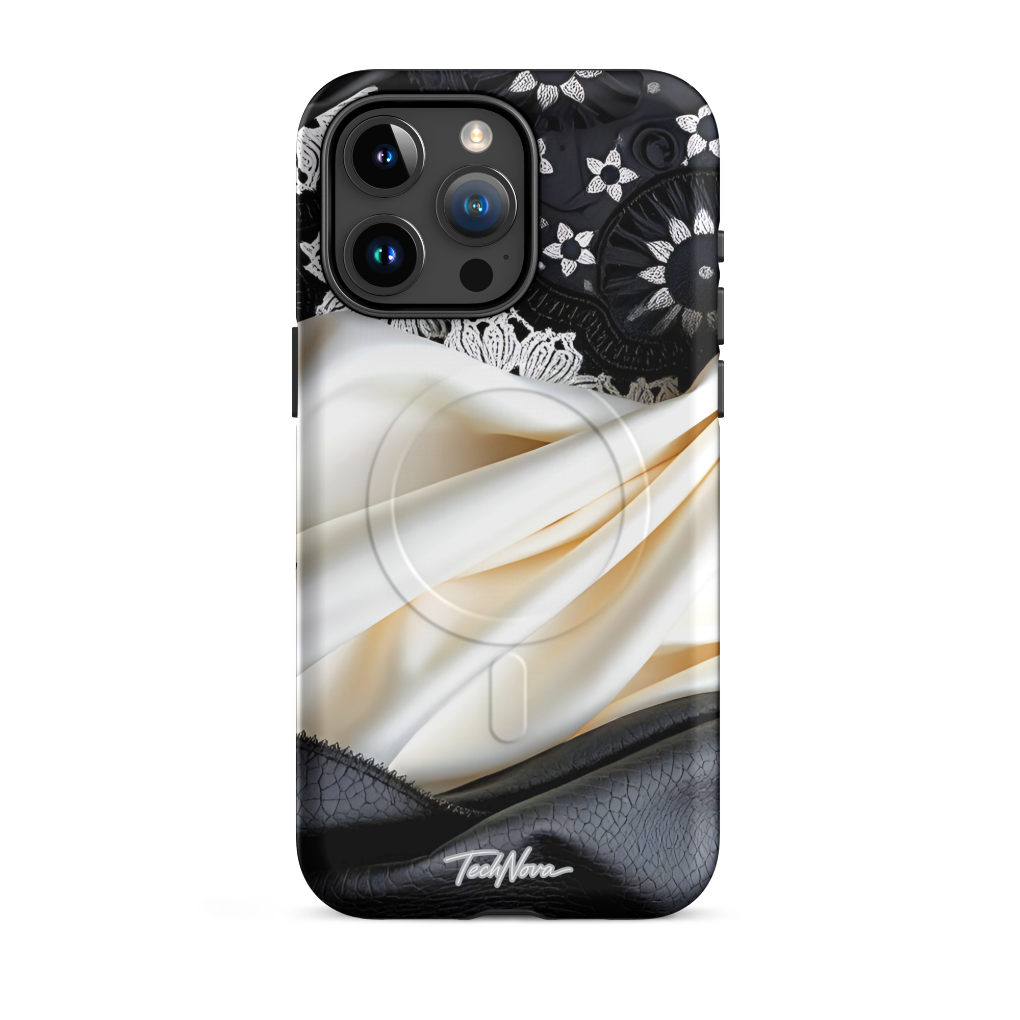 Coque iPhone MagSafe TechNova Couture Signature - Design premium haute couture avec protection renforcée et compatibilité MagSafe