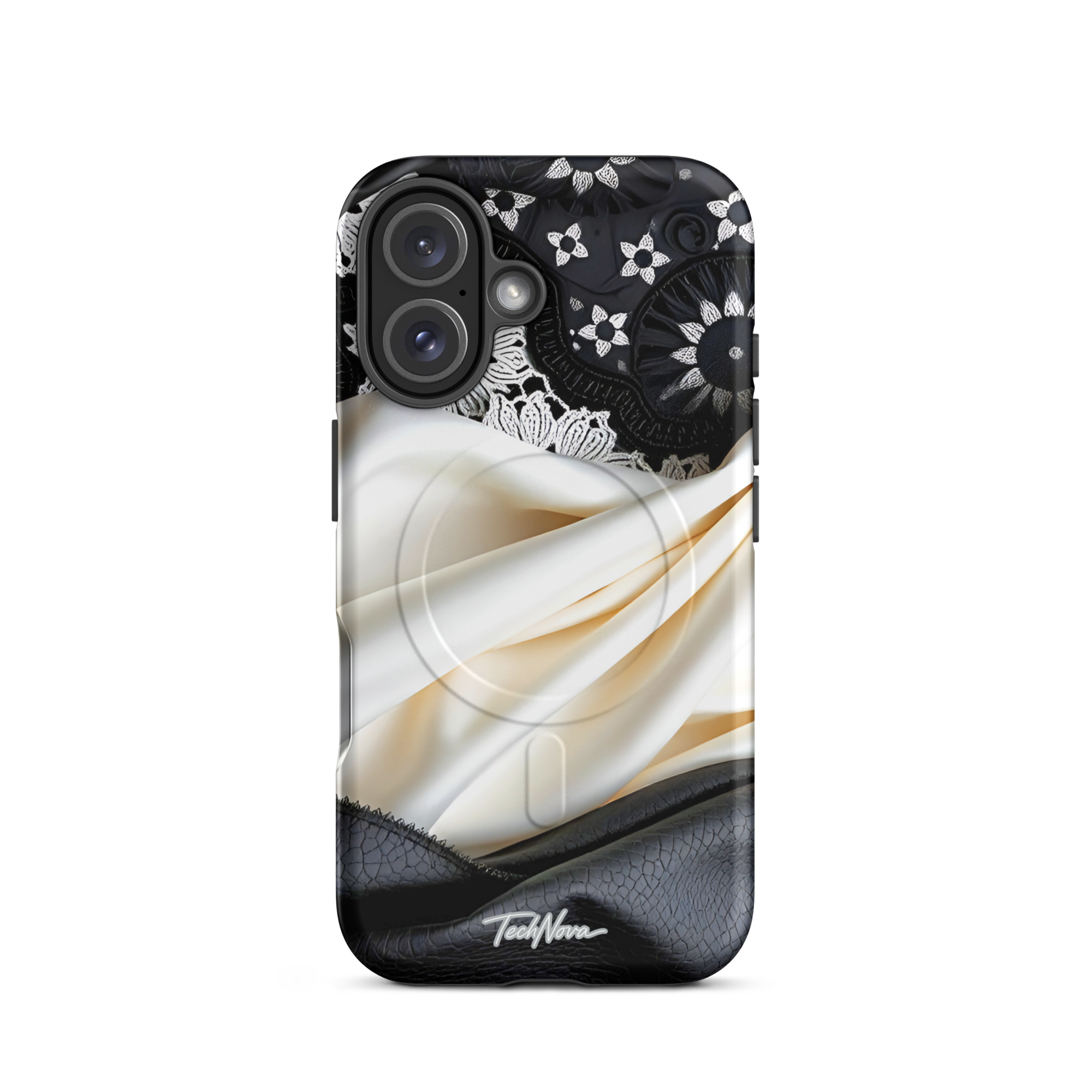 Coque iPhone MagSafe TechNova Couture Signature - Design premium haute couture avec protection renforcée et compatibilité MagSafe