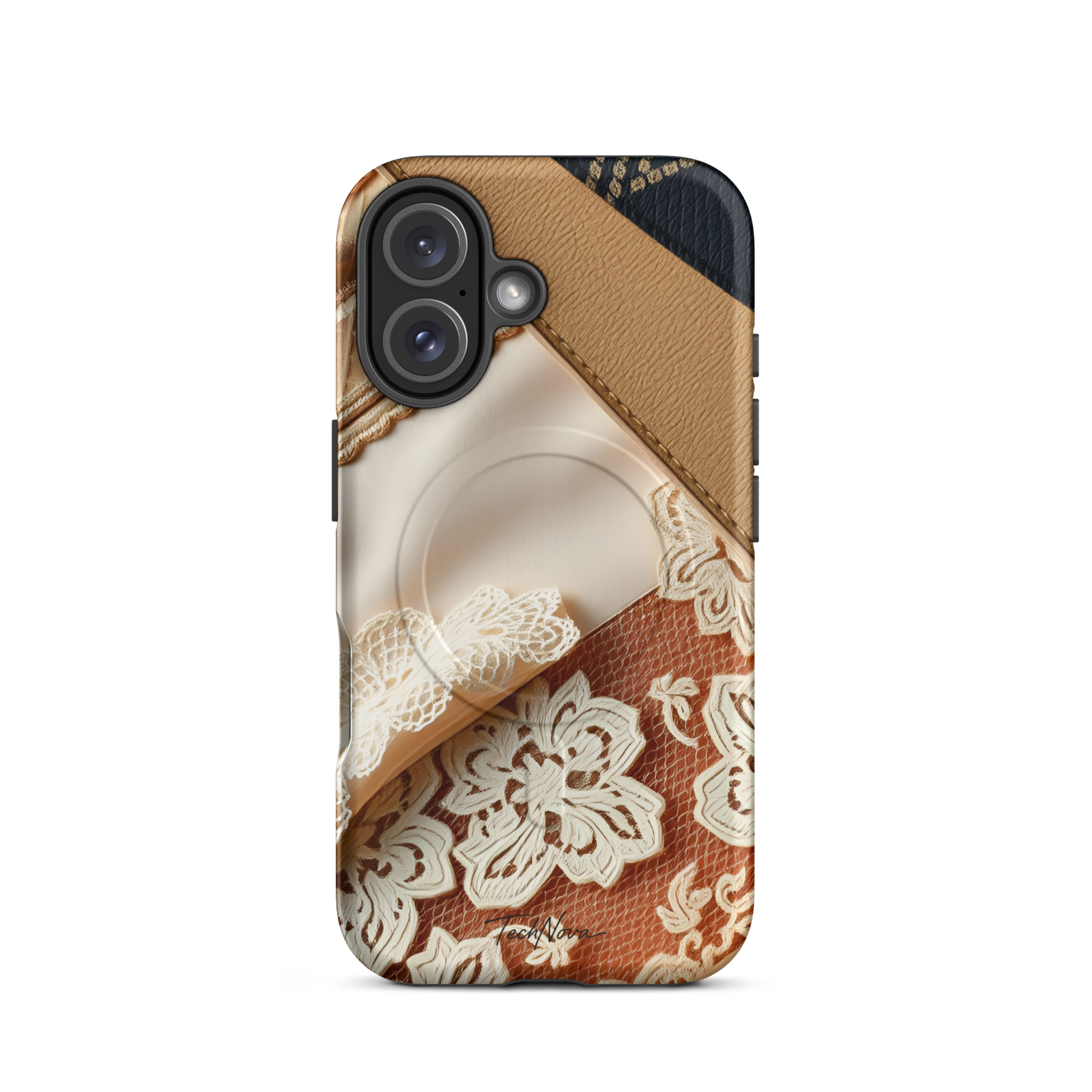 Coque iPhone MagSafe TechNova Couture Signature - Design premium haute couture avec protection renforcée et compatibilité MagSafe