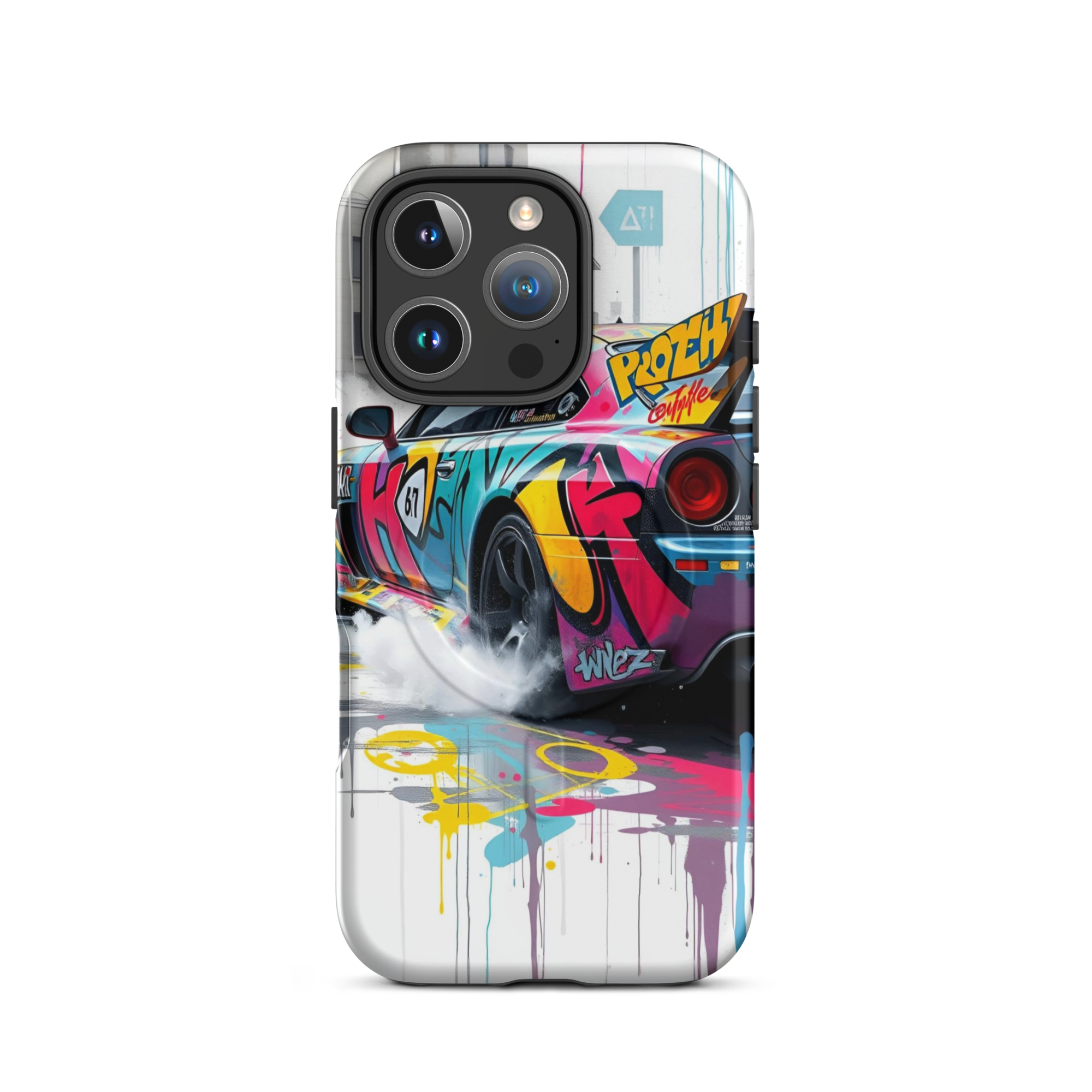 ProductCoque iPhone MagSafe Graffiti Voiture Sport TechNova - Design street art racing avec couleurs néonmockup