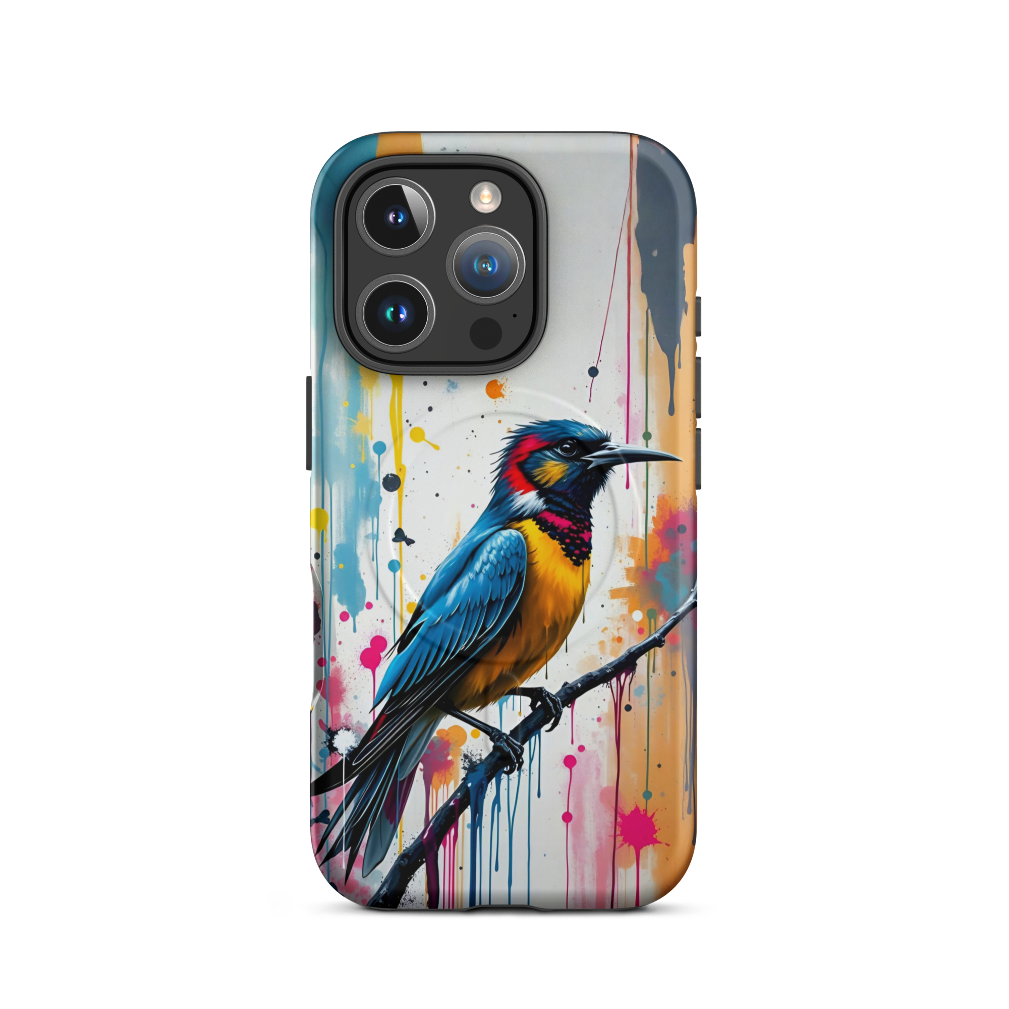 Coque iPhone MagSafe Graffiti Oiseau Tropical TechNova - Design street art avec couleurs néon vibrantes