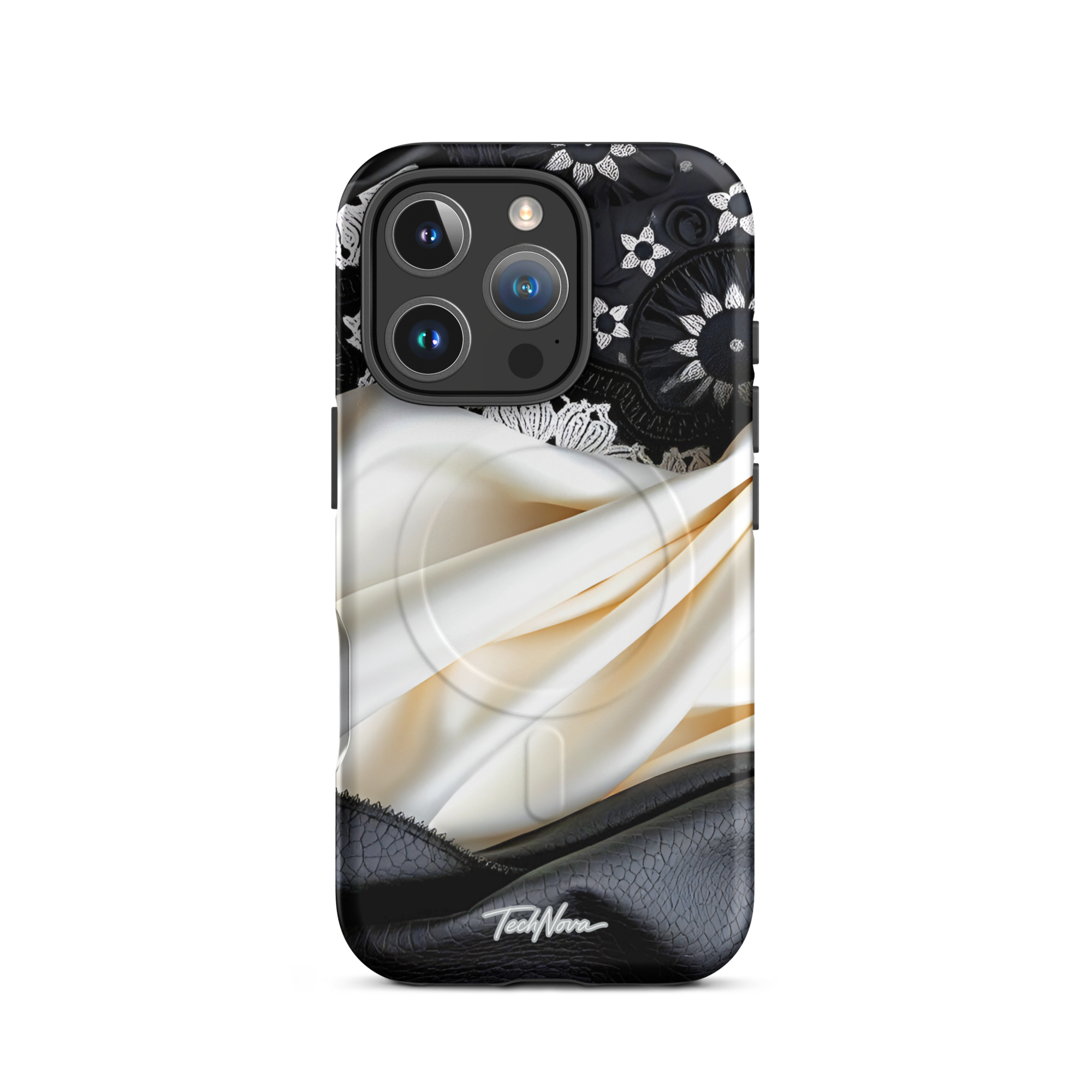 Coque iPhone MagSafe TechNova Couture Signature - Design premium haute couture avec protection renforcée et compatibilité MagSafe