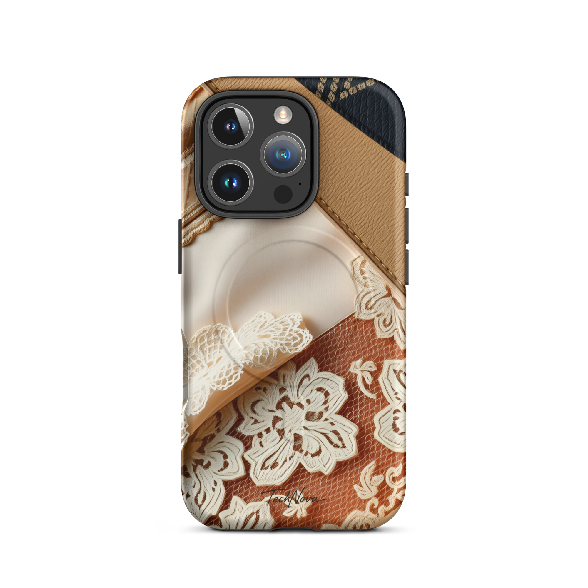 Coque iPhone MagSafe TechNova Couture Signature - Design premium haute couture avec protection renforcée et compatibilité MagSafe