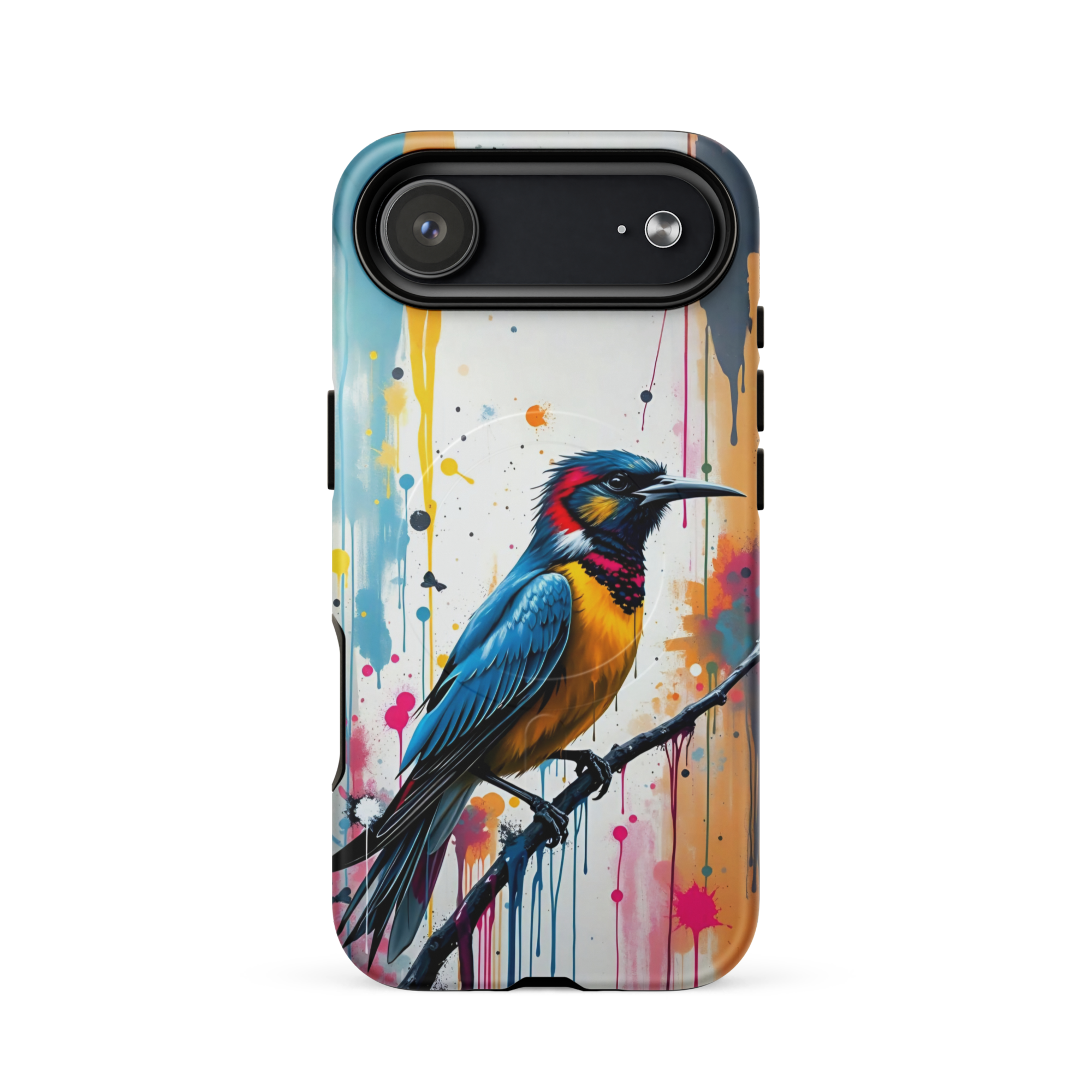 Coque iPhone MagSafe Graffiti Oiseau Tropical TechNova - Design street art avec couleurs néon vibrantes