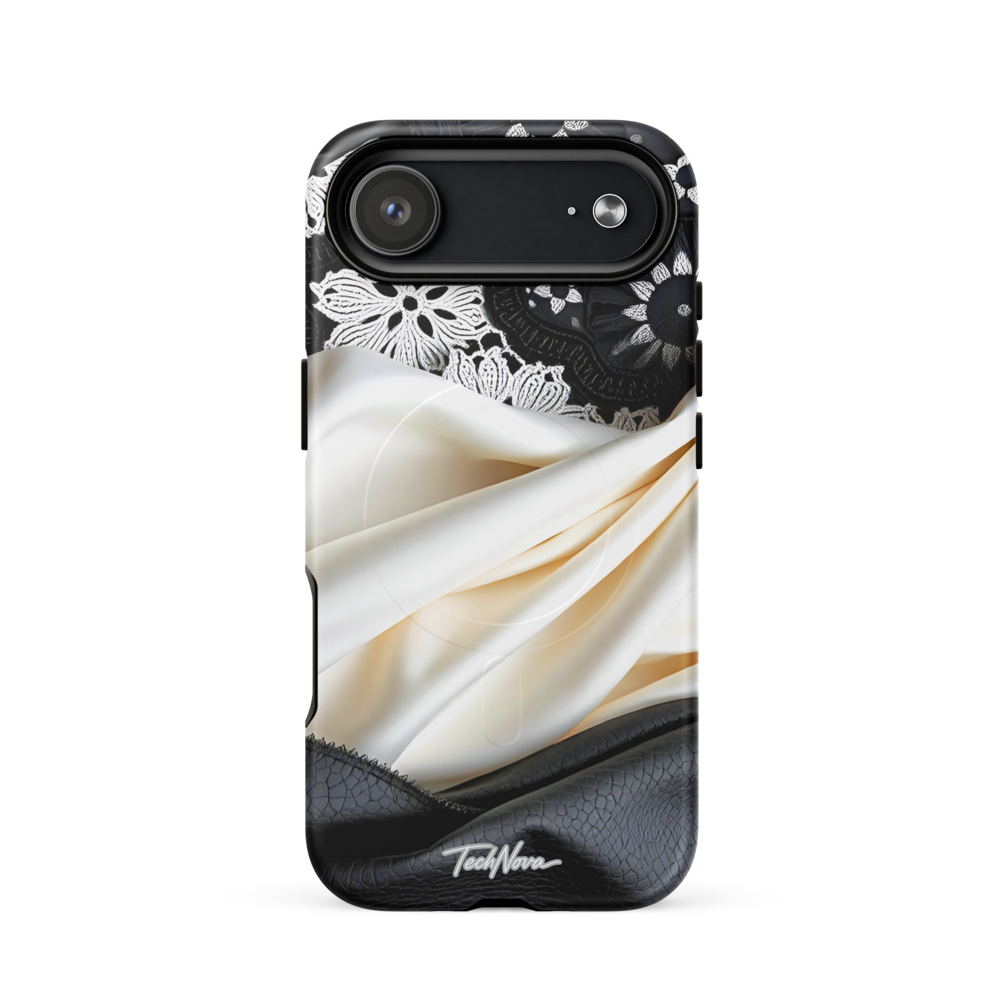 Coque iPhone MagSafe TechNova Couture Signature - Design premium haute couture avec protection renforcée et compatibilité MagSafe