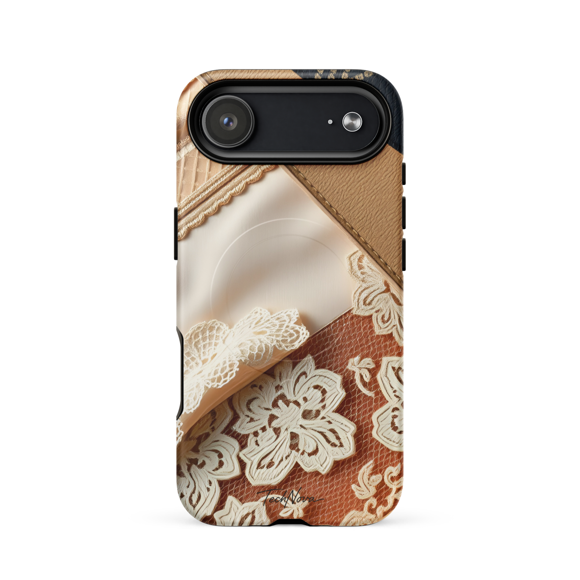 Coque iPhone MagSafe TechNova Couture Signature - Design premium haute couture avec protection renforcée et compatibilité MagSafe