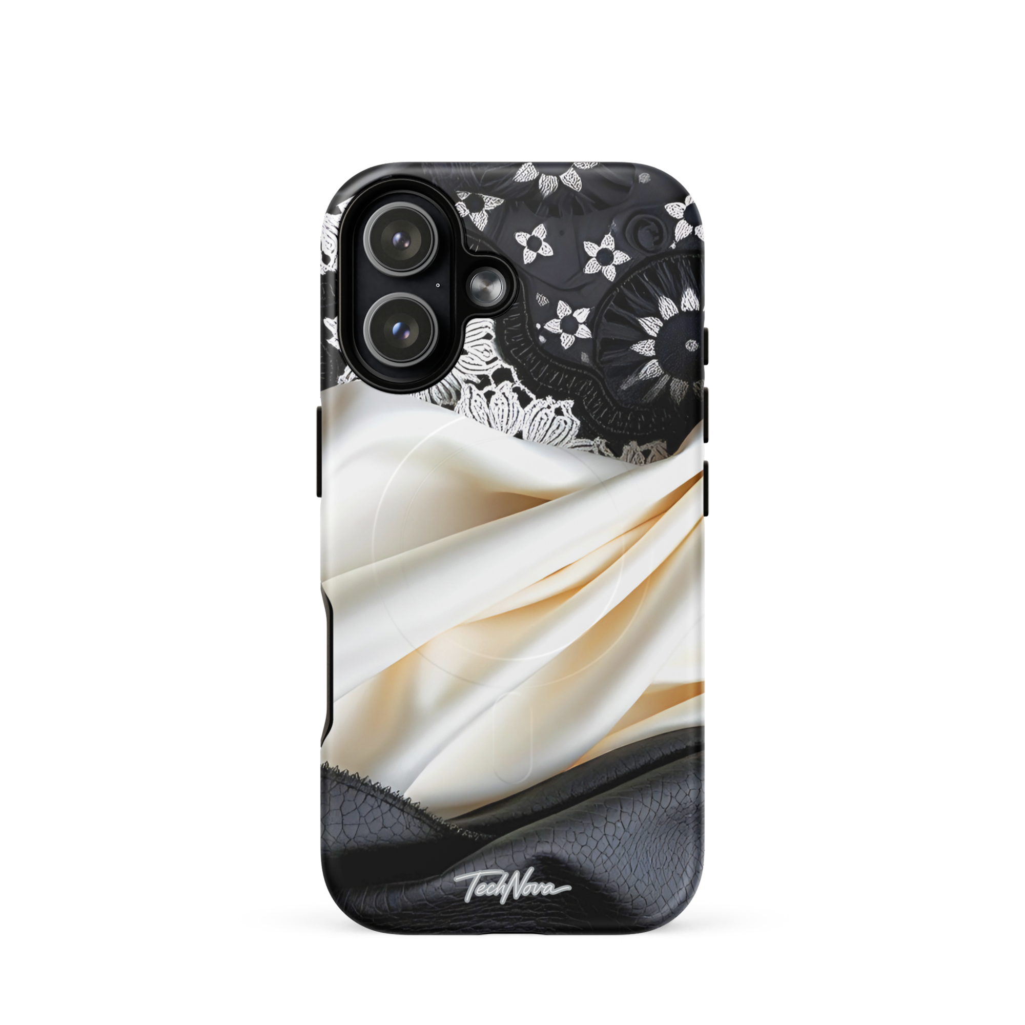 Coque iPhone MagSafe TechNova Couture Signature - Design premium haute couture avec protection renforcée et compatibilité MagSafe