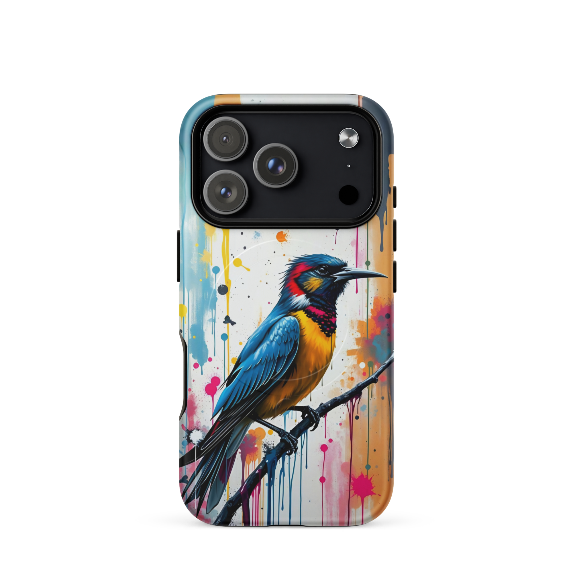 Coque iPhone MagSafe Graffiti Oiseau Tropical TechNova - Design street art avec couleurs néon vibrantes