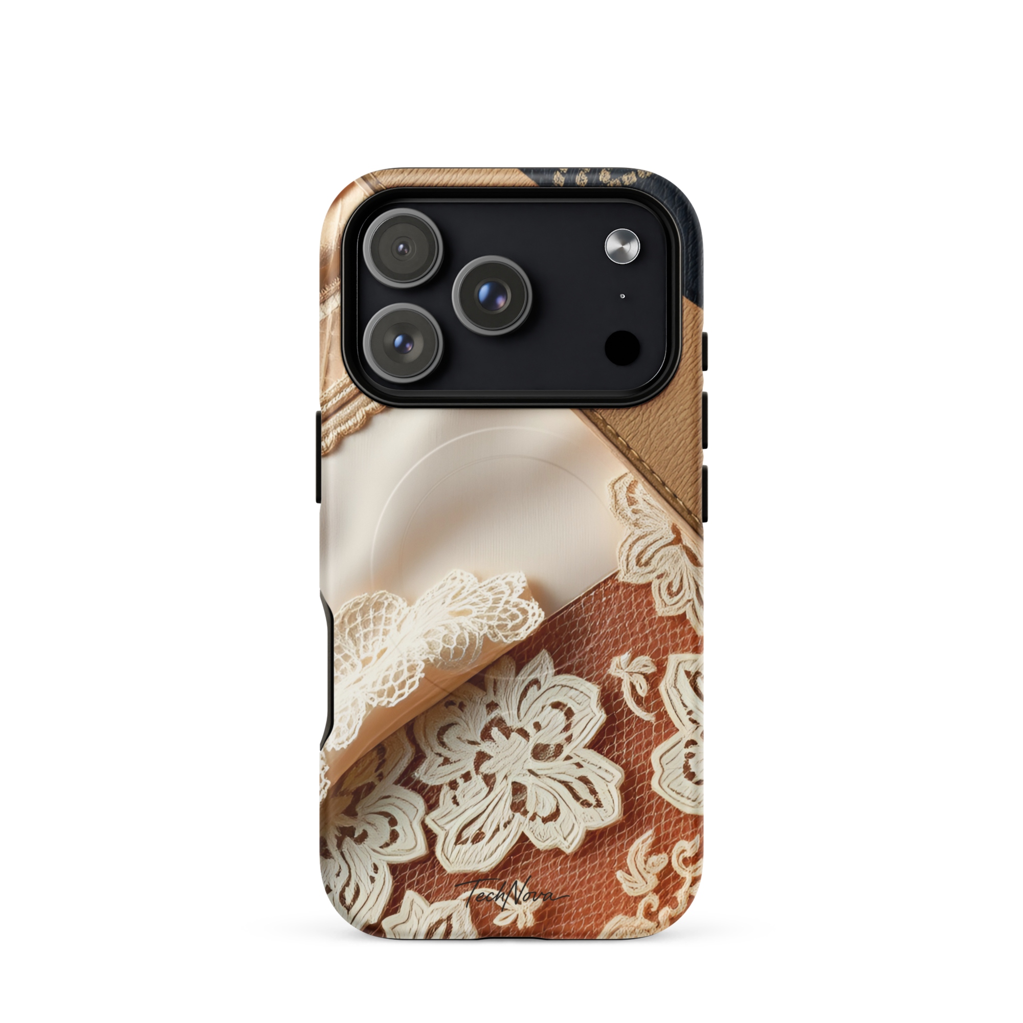 Coque iPhone MagSafe TechNova Couture Signature - Design premium haute couture avec protection renforcée et compatibilité MagSafe