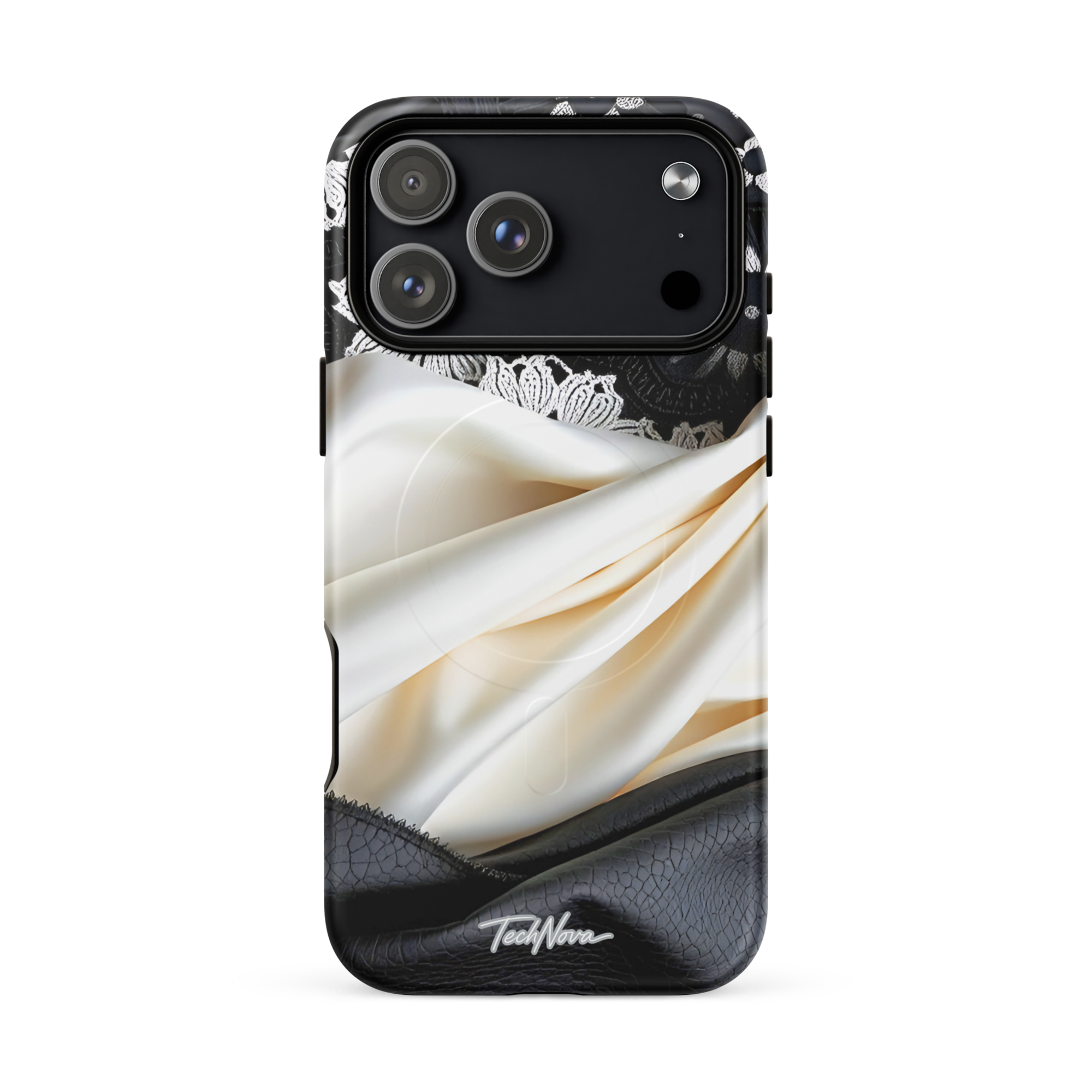 Coque iPhone MagSafe TechNova Couture Signature - Design premium haute couture avec protection renforcée et compatibilité MagSafe