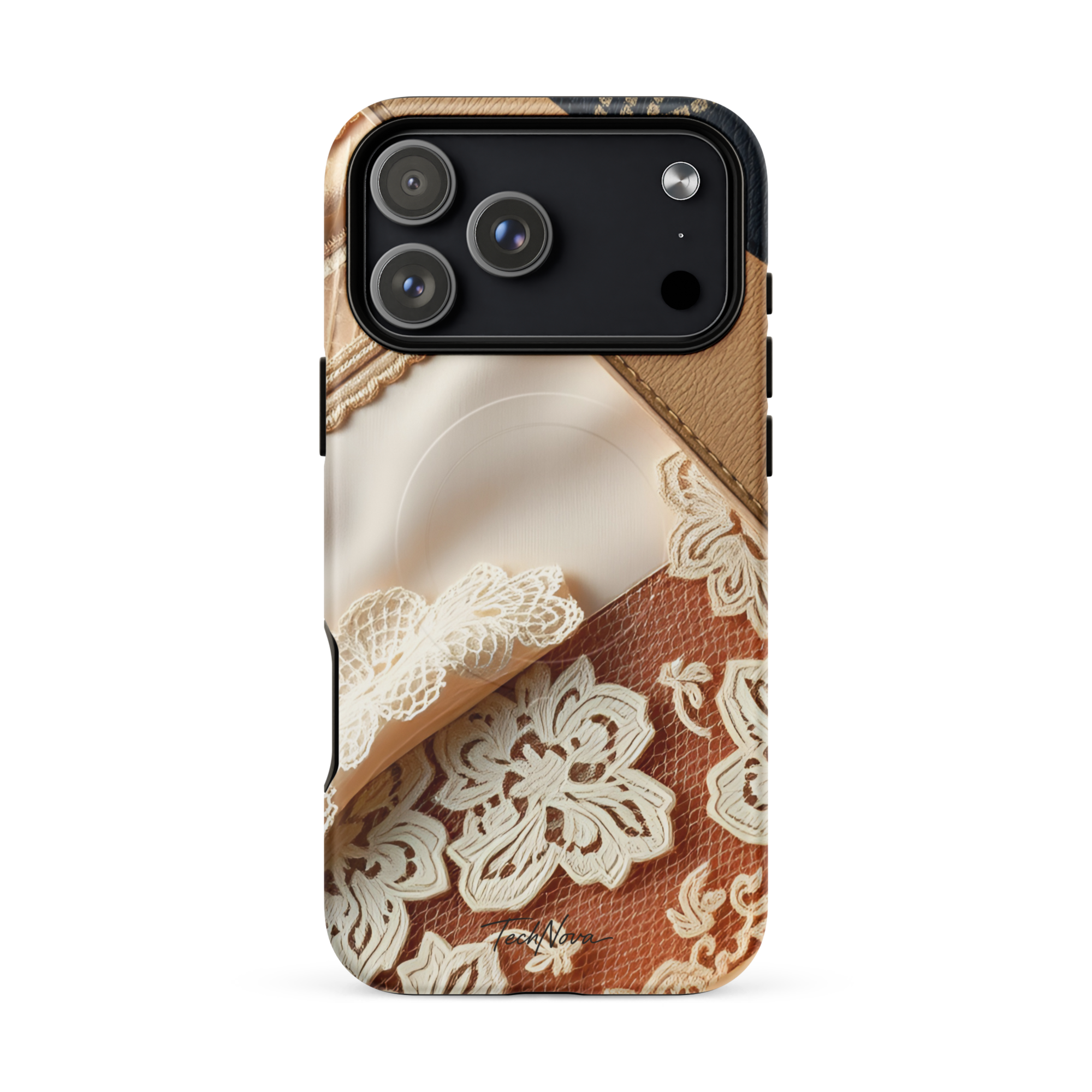 Coque iPhone MagSafe TechNova Couture Signature - Design premium haute couture avec protection renforcée et compatibilité MagSafe